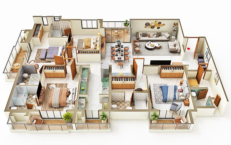 Indicative 4 BHK floor plan