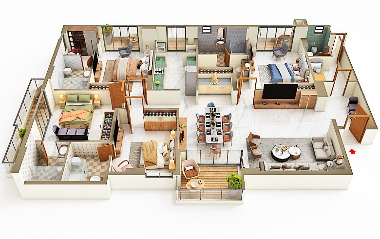 Indicative 3 BHK floor plan